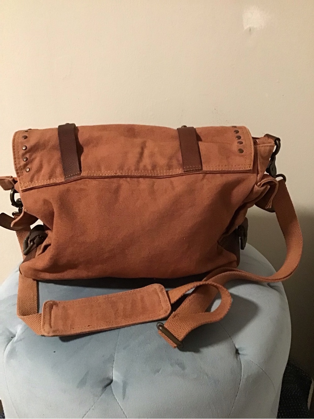 Free People Studded Suede Crossbody Messenger Bag - Rust Brown - Picture 3 of 6